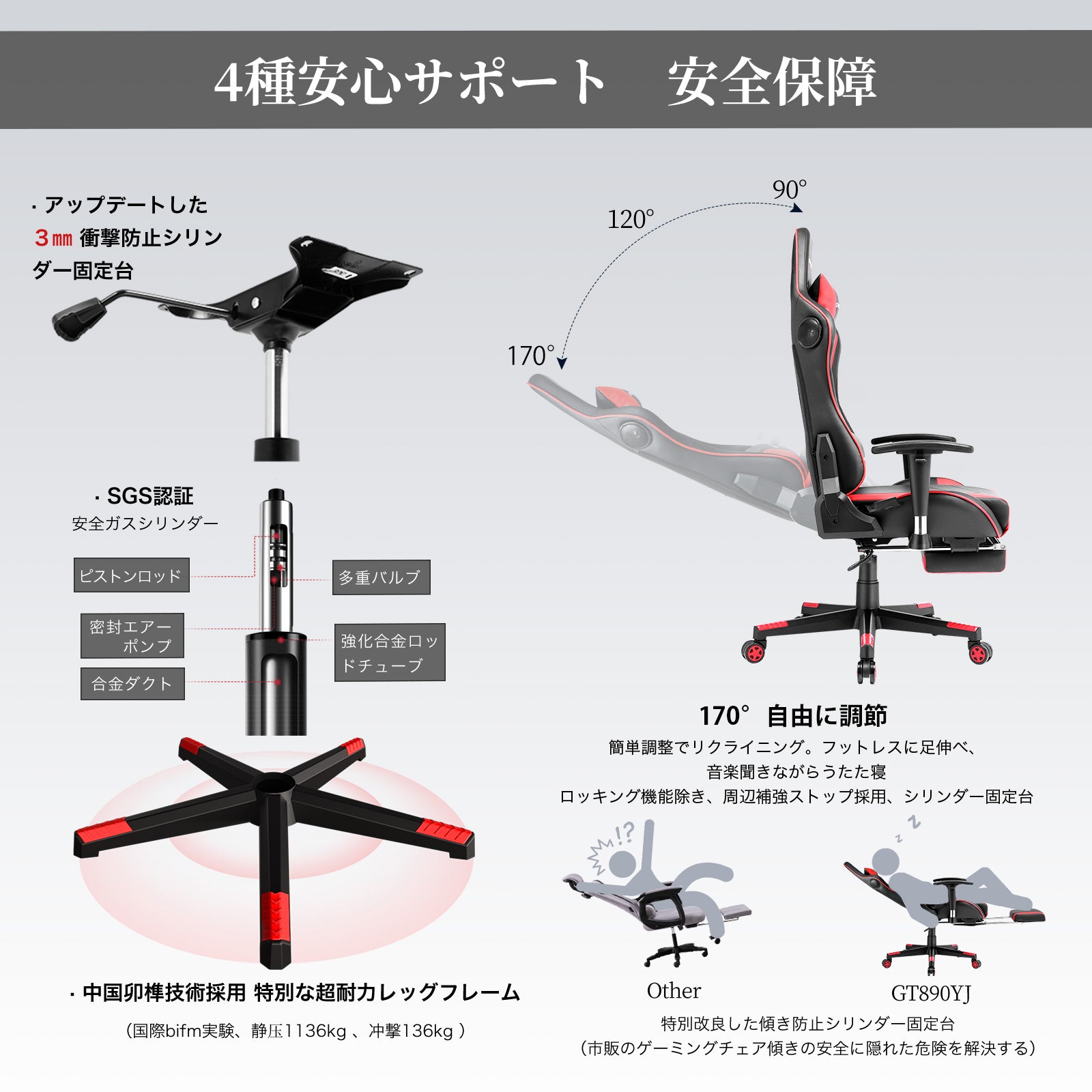 GT890MF-RED Gaming Chair with Speaker | GTRACING