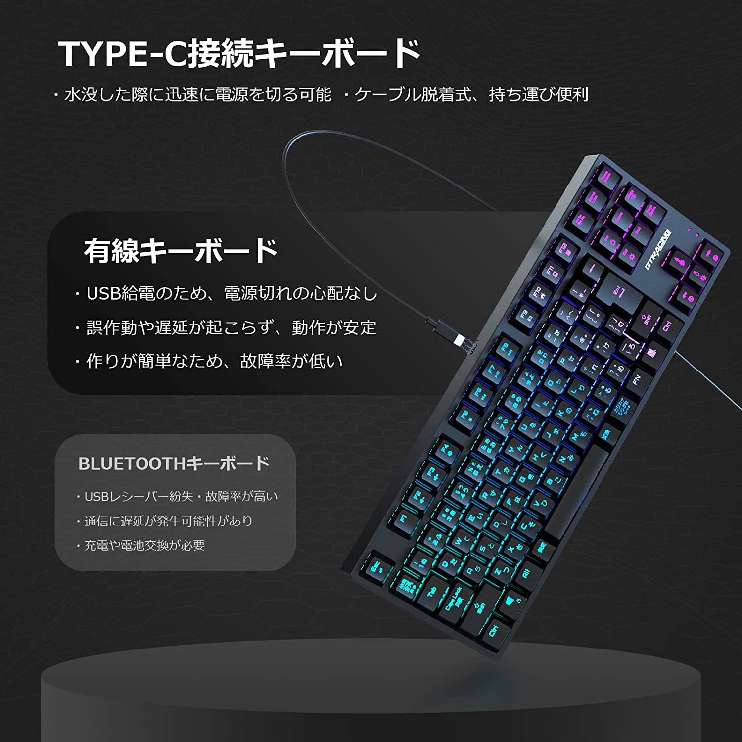 GTRACING ゲーミングキーボード GT-885 本体 ゲーミングキーボード// GT885