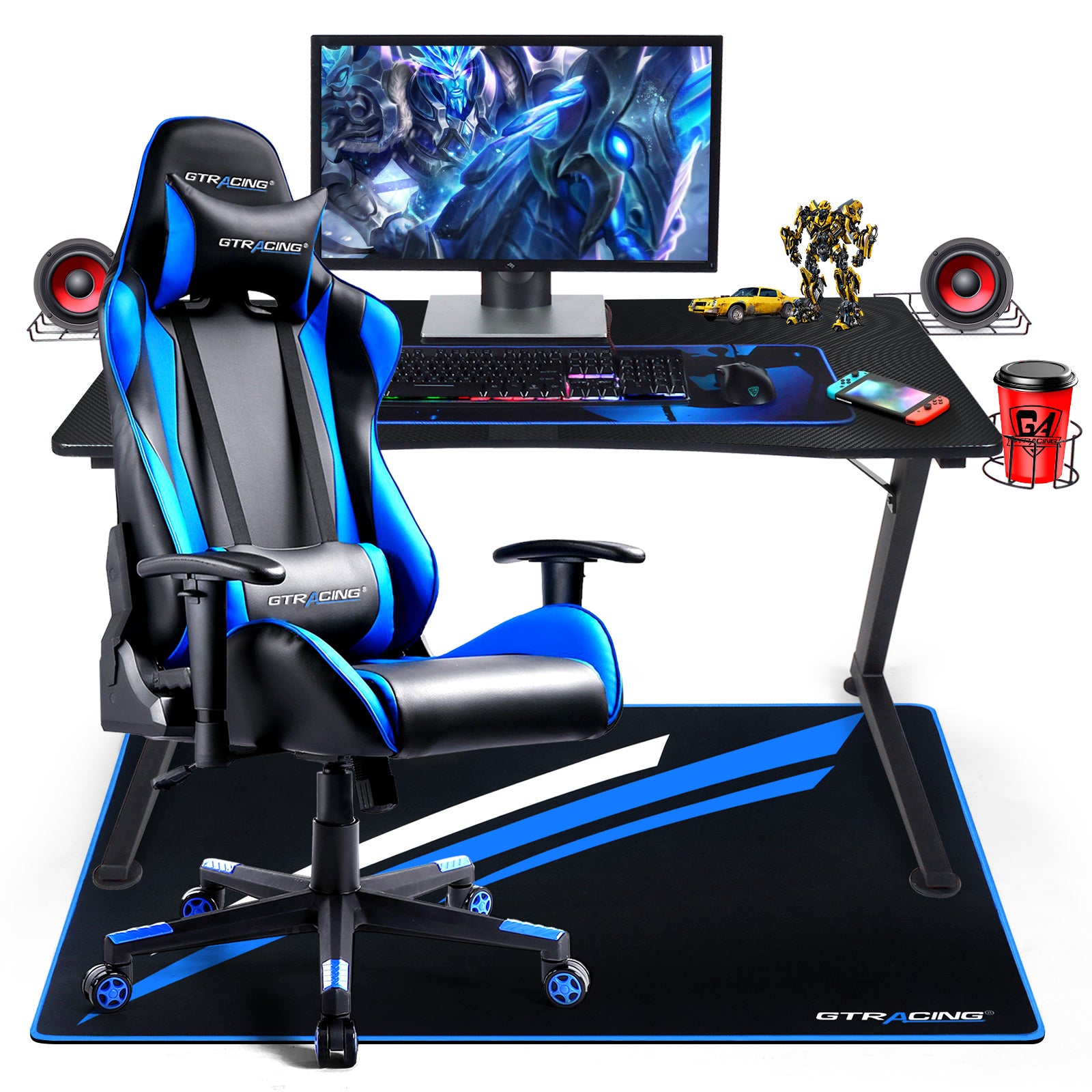 GTracingゲーイングチェア、ゲーミングデスク、デスクマットセット ゲーミングチェア マット // GT602